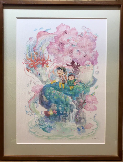 【お仕事紹介】 ご自宅に飾られる絵のご依頼です。 なかよしご兄妹を描かせて頂きました。 思い出の桜と、大好きな龍も一緒に、幻想的で華やかな雰囲気の一枚です。 #うちのこイラスト