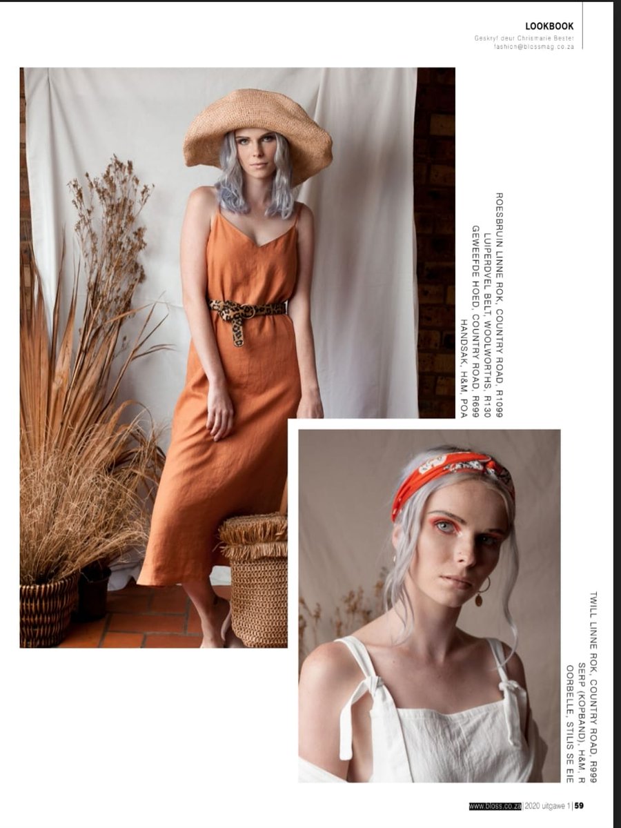 SteeleModels's tweet image. Fashion editorial for @blossmagazine 
Stylist: Chrismarie Bester @chrismarie_bester 
Assistant stylist: Jean-Amé van Tonder @jeanamevantonder 
Photographer: Anriette van Wyk @kiefkreativ 
MUA: Mercia du Plessis @mdup_make_up_artistry 
Model: Emily Atkinson @emily_atkinson9