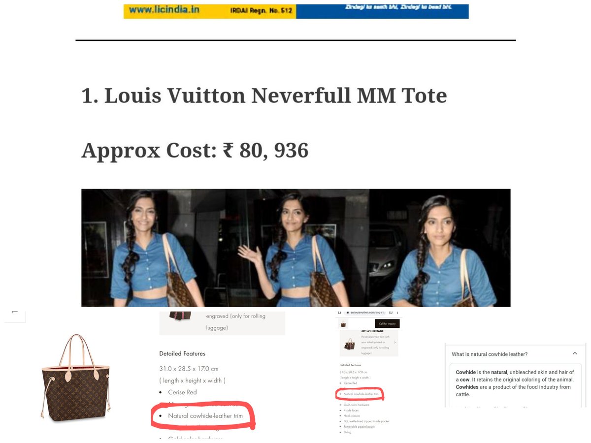 ShefVaidya's tweet photo. Hi @PetaIndia, while you are putting up hoardings asking Hindus to go ‘leather-free’ during  #RakshaBandhan, your person of the year Sonam Kapoor is flaunting a 80,000 rupees worth bag made from cow leather! Not trolling her? #AntiHinduPeta #PetaIndiaExposed https://t.co/Yur9gMch5H