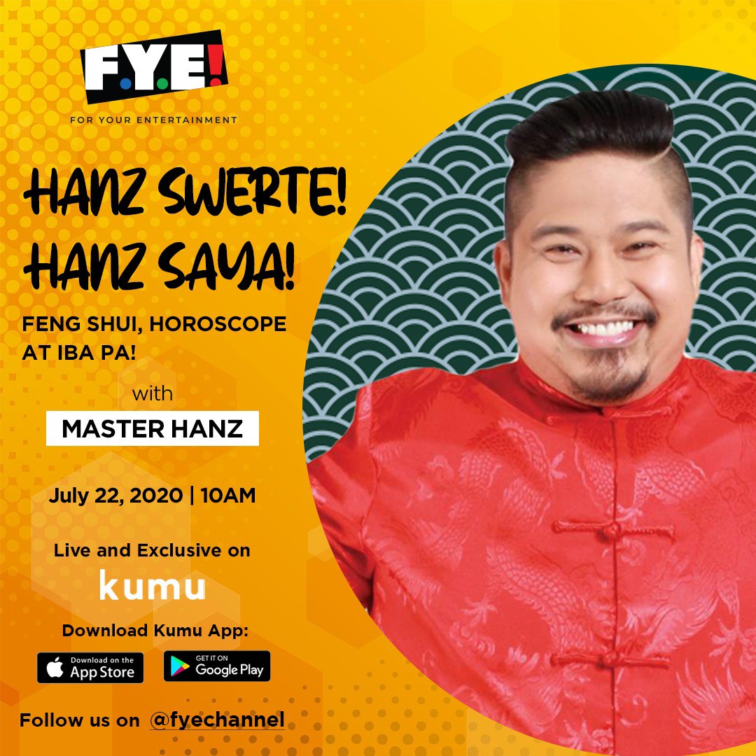 kumuPH's tweet photo. Feng Shui expert @masterHanz168 will join us tomorrow at 10am! Ang manood daw ay sswertihin 🤩 Hanz Swerte! Hanz Saya!
#foryourentertainment
#Masterhanz
#Kumuph
I-Kumu na yan
https://t.co/IAYsjJy8gn https://t.co/yFMwZMo7Qn