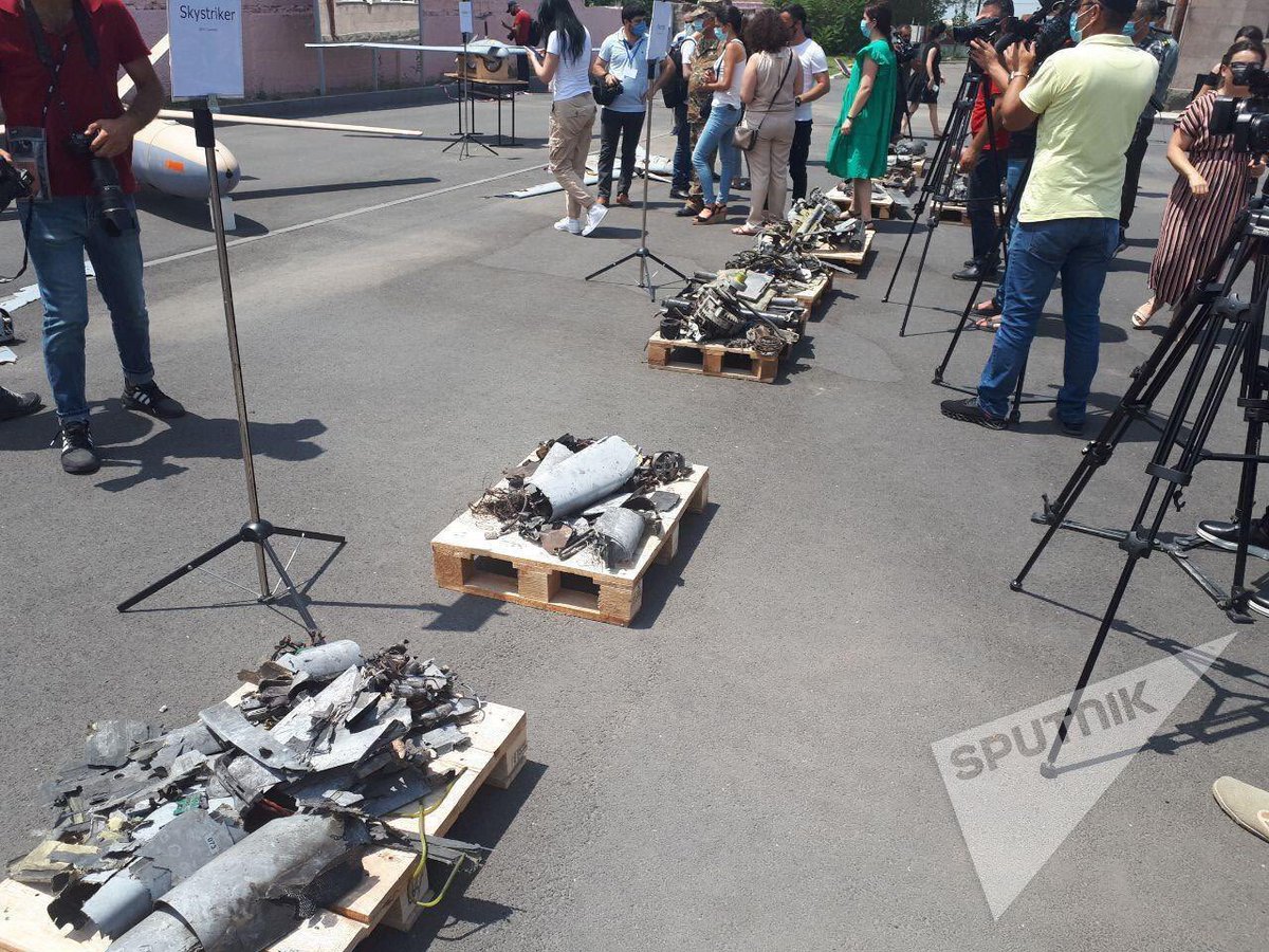 More Azerbaijani UAV/loitering munition wreckage displayed by the Armenian MoD. 87/