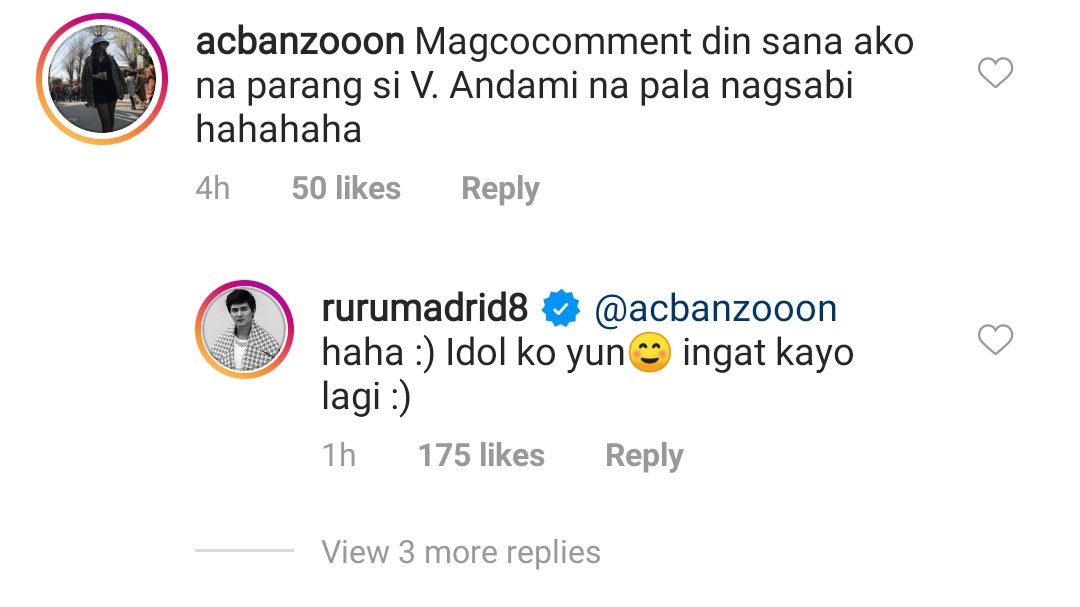76. Popular Filipino actor Ruru Madrid posted pictures on his Instagram and Twitter, resembling taehyung's dressing style and then he confessed that he idolizes Taehyung.tae is really admired by people all over the world  https://www.instagram.com/p/CCn5-YrDGag/?igshid=13pq45dyrwum9