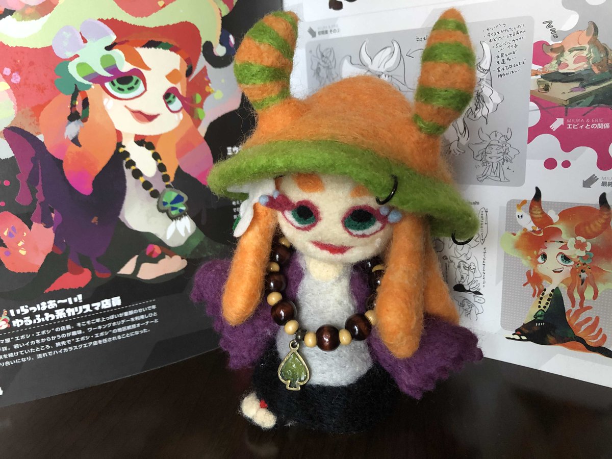 Fe_tessan's tweet photo. ミウラさんが好きすぎて作ってたやつ完成しました
#スプラトゥーン2三周年 #Splatoon2 #羊毛フェルト https://t.co/0VSyY3Hhkd