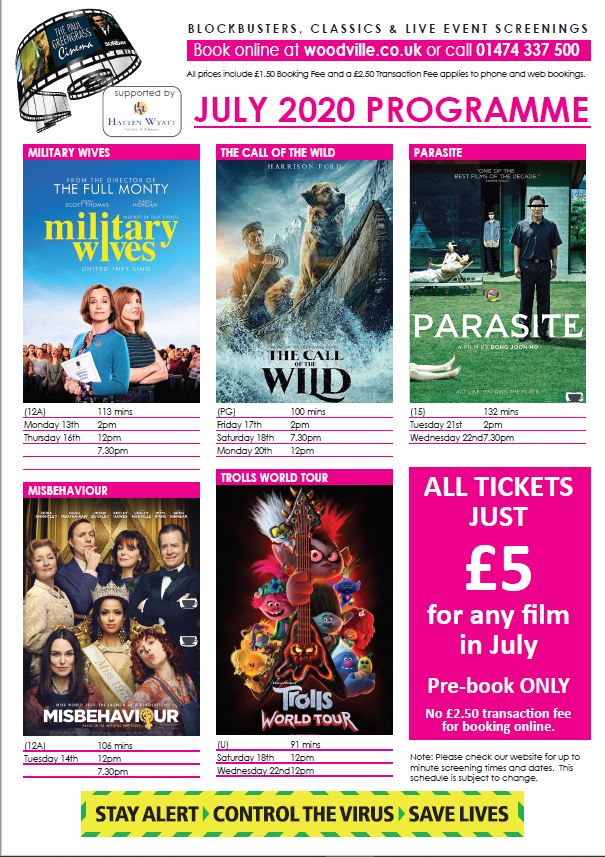 TheWoodville's tweet photo. Our July films are on sale and available to purchase now, pre-book only. Please contact the box office on 01474 337500 or book online at https://t.co/nVhSDHxrNA.
#TheWoodville #GravesendCinema #PrebookOnly #BookNow #Cinema #Fiver #Special https://t.co/BbRxETDcaz