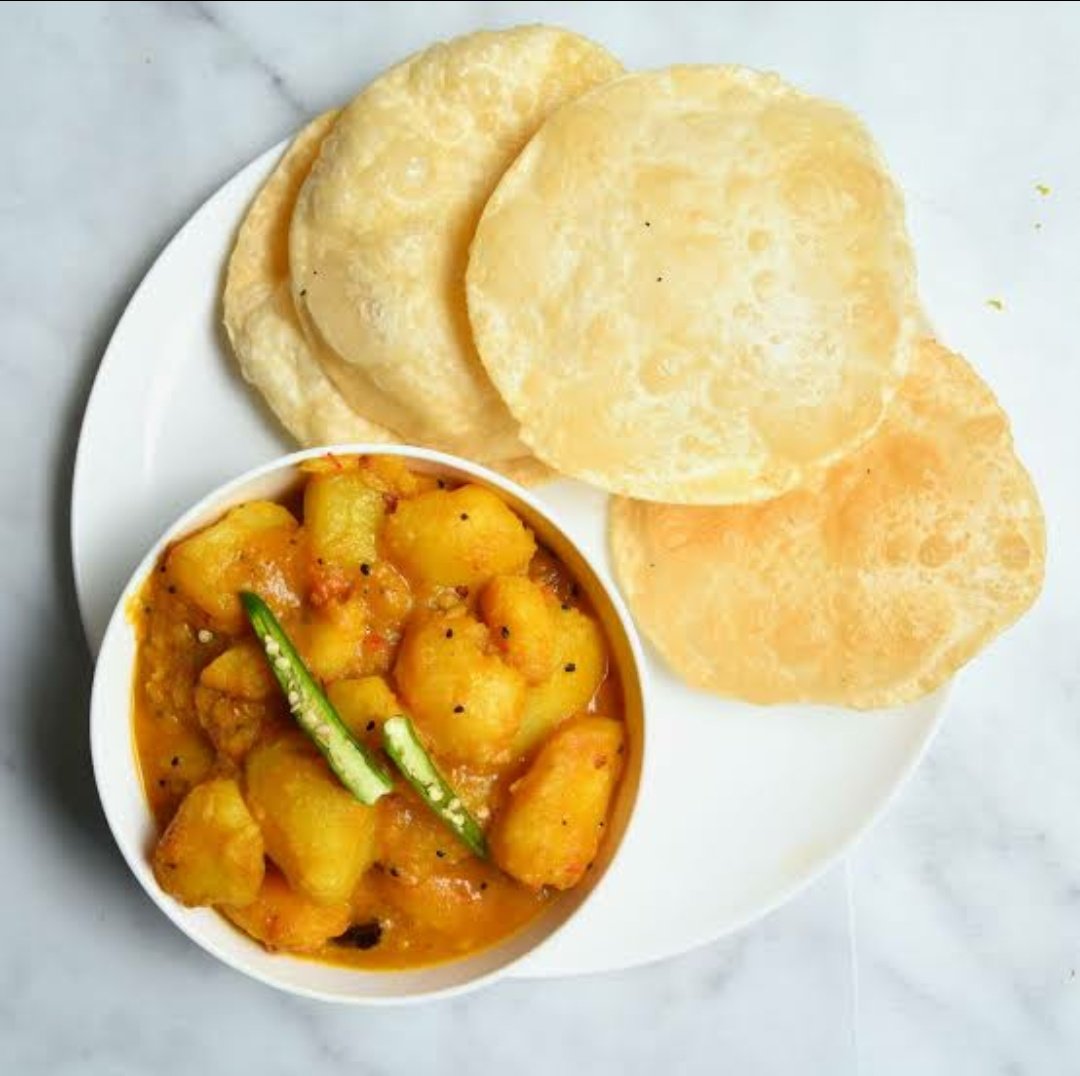 Jung Hoseok as luchi ar aloo dumBengali Luchi is a traditional Bengali style deep fried puffed bread made using Maida.Bengali alur dom Is a lightly spiced and slightly sweet potato curry made with onions, tomatoes and spices. A vegan recipe as luchi ar aloo dum