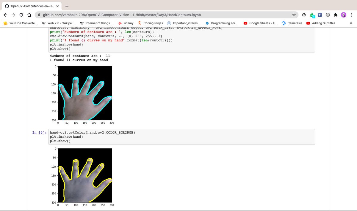 VarshaKR1's tweet image. Day3 of OpenCV-Computer Vision was super interesting! Major takeaways were learning about feature detection using OpenCV, Outlining an image, making a live sketcher etc.
Thank you @Girlscript1 and @gssummit2020 for organising this summit.
#gslearningcontest