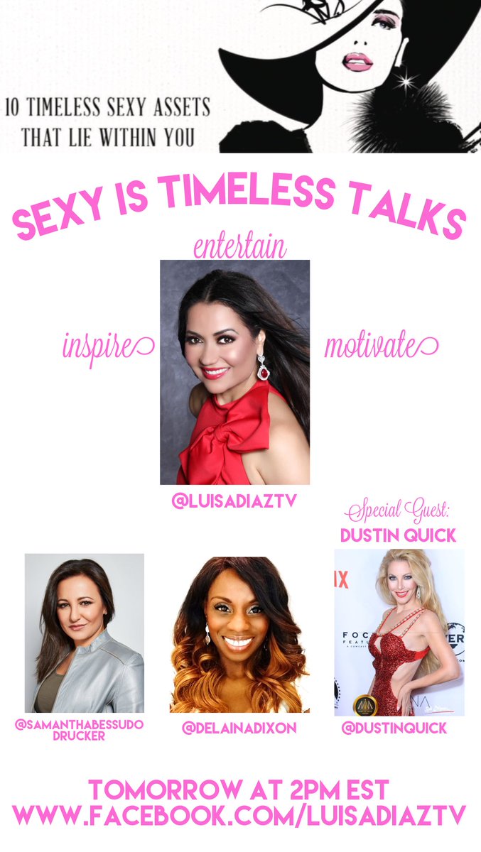 MAG Gala (@miamorgala) on Twitter photo Excited to have my beautiful friend, model and actress <a href="/DustinQuickFem/">Dustin Quick</a> on this week’s episode of #SexyIsTimelessTalks ‼️ We will be talking about this summers must haves. Don’t miss it LIVE on my FACEBOOK tomorrow at 2PM EST 😘🥰 facebook.com/luisadiaztv/ Besitos💋 Excited to have my beautiful friend, model and actress <a href="/DustinQuickFem/">Dustin Quick</a> on this week’s episode of #SexyIsTimelessTalks ‼️ We will be talking about this summers must haves. Don’t miss it LIVE on my FACEBOOK tomorrow at 2PM EST 😘🥰 facebook.com/luisadiaztv/ Besitos💋