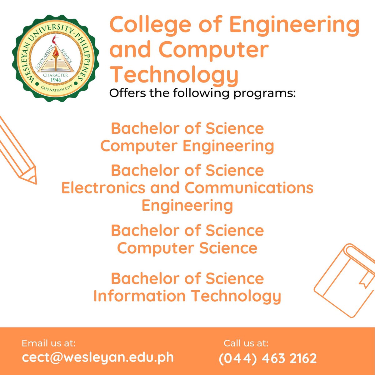 WesleyanPH's tweet photo. Good Day!

Let's make it easier :) 

Please see below the link for Tertiary (College) online registration. 

*Please note, this is NOT YET the online enrollment procedure. 

Thank you !

College of Engineering and Computer Technology:
https://t.co/iDpdcBEa2f

#WesleyanOSA https://t.co/kjdeaK8ZkS