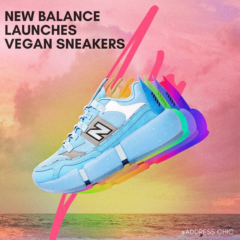 Addresschic's tweet photo. The latest vegan product launch is by @newbalance in collaboration with celeb kid Jaden Smith. They launched #vegansneakers VISION RACER are made from #sustainable and #animalfree materials like recycled polyester and will hit stores on 24July.

#veganfashion #vegancelebrity https://t.co/ueHA8DlKNE