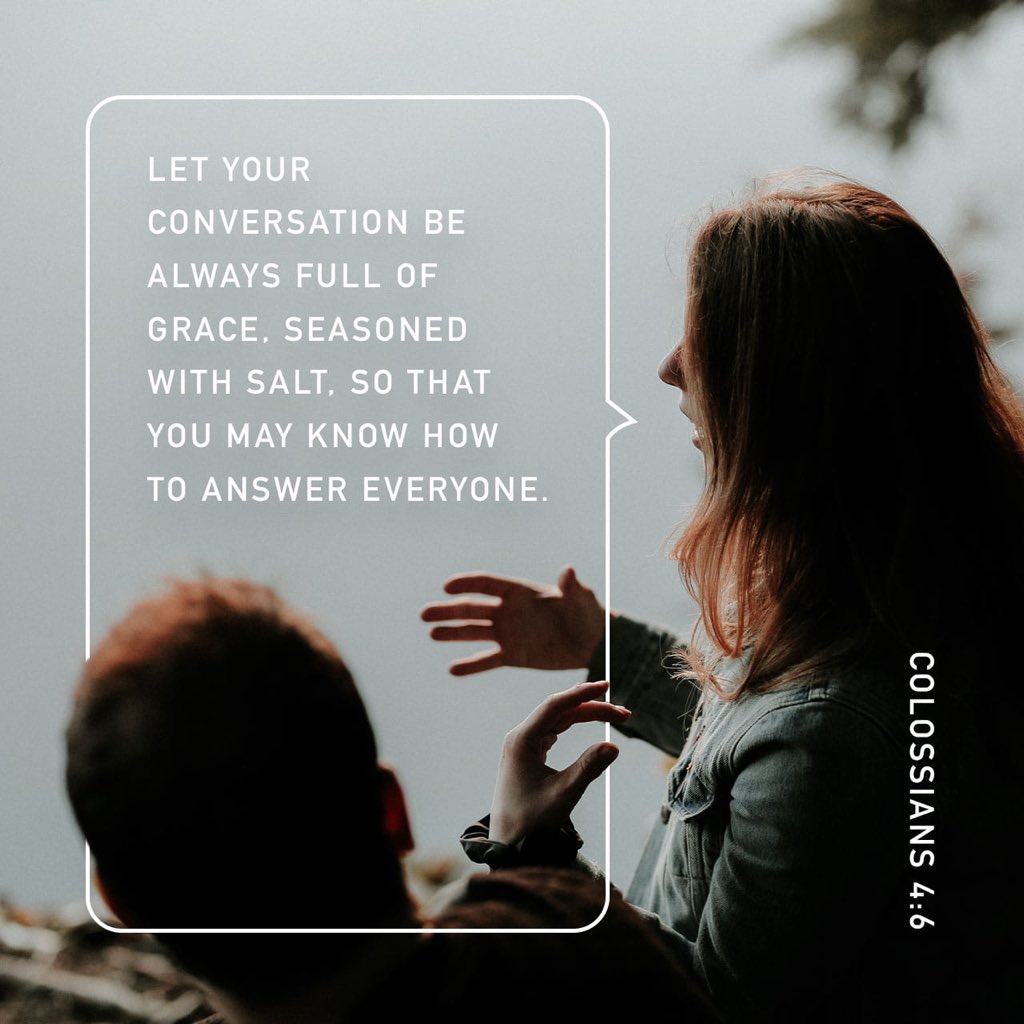 ChristianHubOrg's tweet photo. “Let your speech always be with grace, seasoned with salt, that you may know how you ought to answer each one.”
Colossians 4:6 https://t.co/iGMXAYgzJr