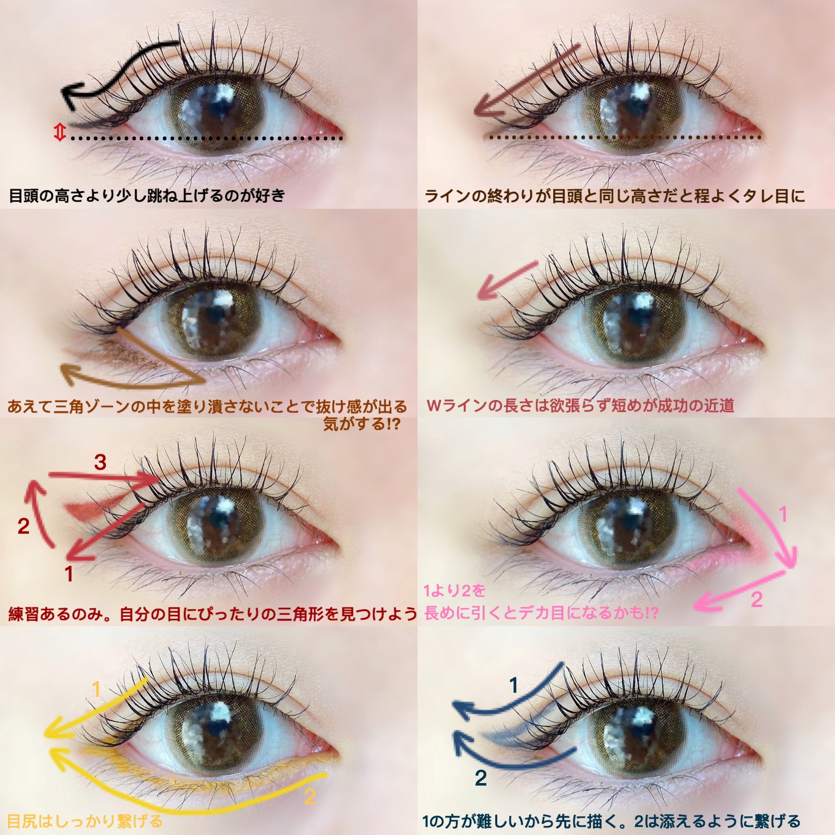 ちこえ アイラインの引き方 コツ を1 枚目の画像に書き込みました 正面から見た方が分かりやすいかな アイライン難しいですよね ベースメイクが崩れない程度に利き手と逆の手で顔の皮を伸ばしたり顔の肉を持ち上げたりして描いています T