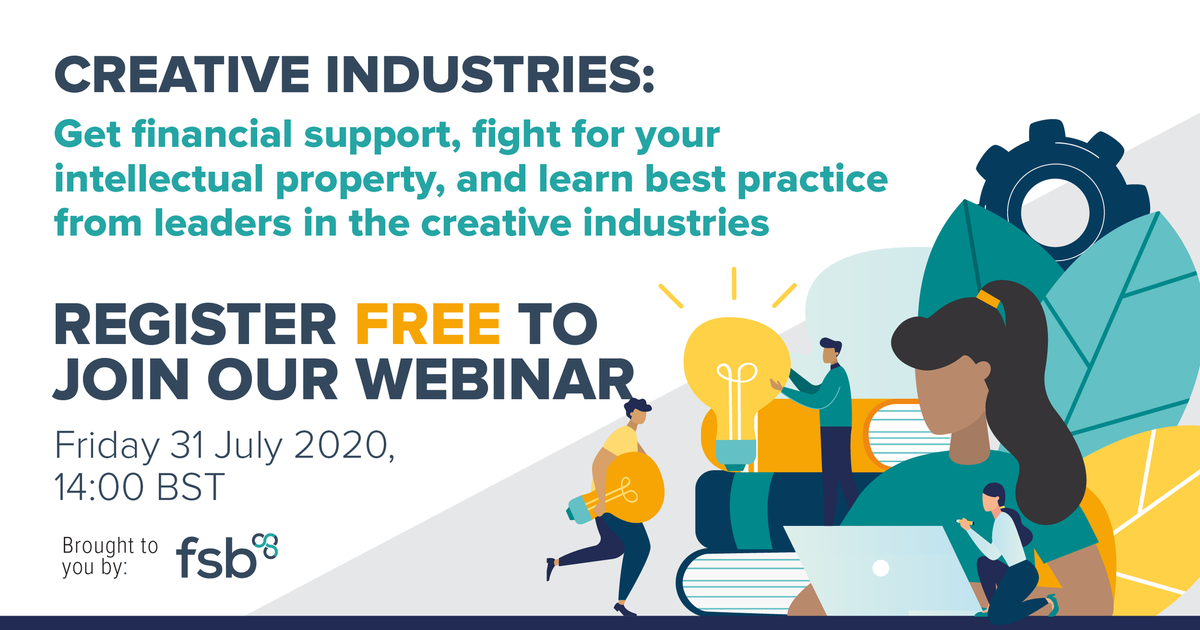 FSBWarksandCov's tweet photo. Join us on Friday 31 July for our webinar on the creative industries๐ง๐ฝโ๐ป
Sign up for tips on how to get financial support, fight for your intellectual property and learn best practice from leaders in the industries. Tweet your questions with #FSBhelp: https://t.co/WmNDjdRiT9 https://t.co/7YlJ4iAl1x
