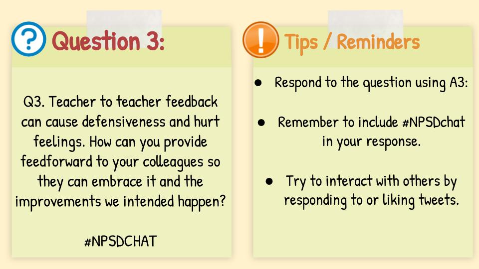 RonMartiello's tweet photo. A3: Do not begin the discussion with your lense or perspective. Use questions to lead discussion. "Be the mirror" and allow your colleague to see things through their lense and make those discoveries. This will lead to ownership rather than hurt feelings over judgement. #NPSDCHAT https://t.co/8cg571QpXl
