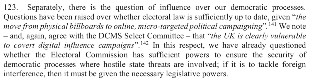 "The UK is clearly vulnerable to covert digital influence campaigns."So is everyone else.  #RussiaReport