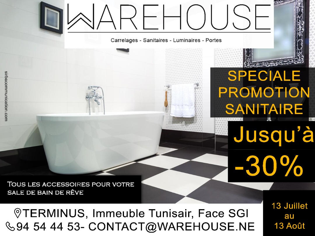 WarehouseNiger's tweet photo. Du nouveau pour vous à #Niamey, Warehouse votre nouvelle boutique de vente de matériaux de #construction, #carrelage, #sanitaire, #luminaire et #portes...
Nous sommes en promo du 13 juillet au 13 Août, profitez de jusqu'à 30% de réduction sur beaucoup d'articles https://t.co/wARhZCuWwn