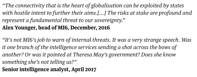 In April 2017, a senior intel analyst told me it was a marker. I used it to preface 2nd major report on Cambridge Analytica.The head of MI6 understood the risks. His boss, Boris Johnson, & his boss's boss, Theresa May, stopped him investigating. No other explanation now