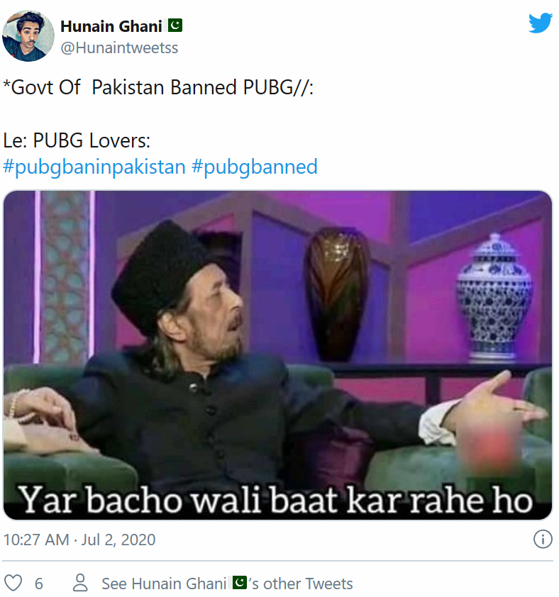 search_land's tweet photo. https://t.co/kYy0Xkuafo

Pakistan: Why Imran government banned PUBG?

#Pakistan #Pubg #PubgBan #pubgbaninpakistan https://t.co/pFcbPJKNjr