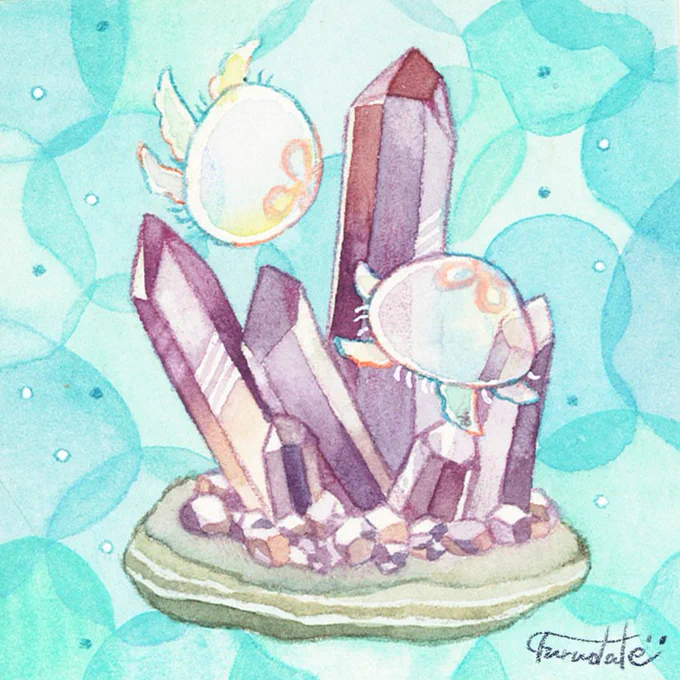 クラゲ×アメジスト メンダコ×アクアマリン 