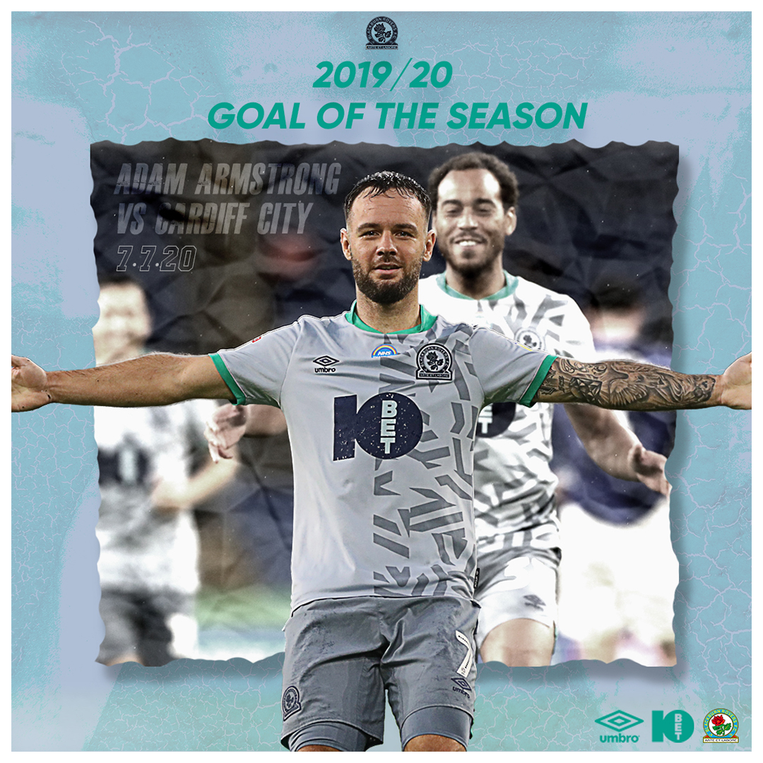 Rovers's tweet photo. ⚽️🏆 Your 2019/20 Goal of the Season is @AdamArma9's long-range stunner at Cardiff City. 🚀😇

#Rovers 🔵⚪️ https://t.co/nYPy64EHd6
