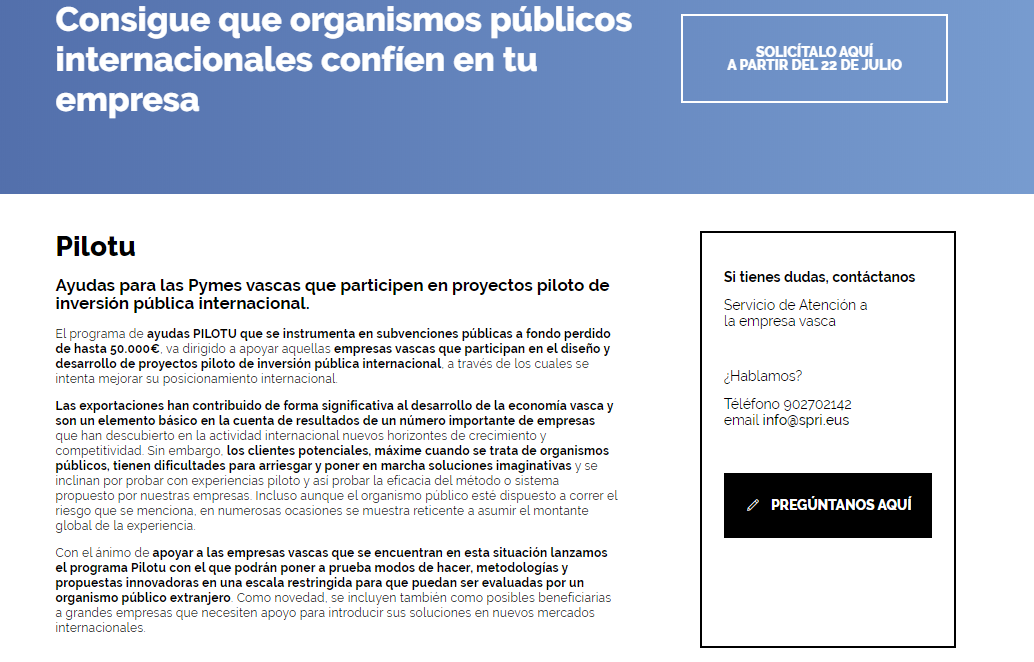 industriaEUS's tweet photo. ✅🌍 Apoyo a las pymes para que participen en proyectos piloto de inversión pública internacional. 

El programa #Pilotu concede subvenciones a fondo perdido de hasta el 51% de los costes ➡️ https://t.co/uRbZ8NmXJA https://t.co/V7S8OOzLiu