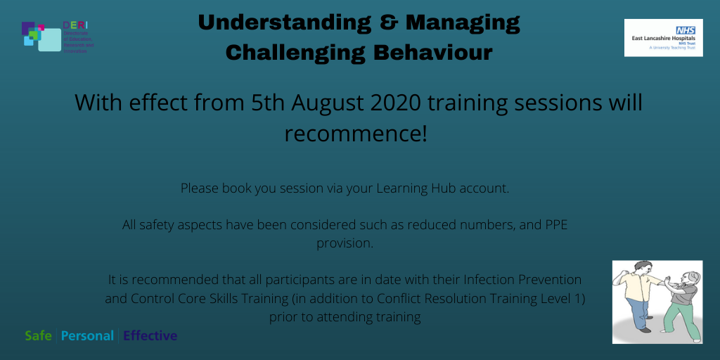 ELHT_DERI's tweet photo. Understanding & Managing Behaviour is BACK!!!!! get your place reserved now through your Learning Hub account!!! #physicalintervention #staffsafety @elhtlibrary @ELHTresearch @CareElht @Gastro_ELHT @Cicdivison @Educc_elht https://t.co/pX194BNH3l
