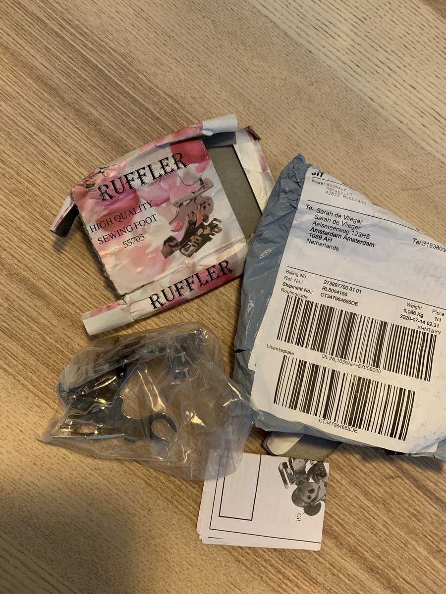 flossbrain's tweet photo. @AmazonHelp I just received this. I cannot find the right place to take this up with customer service. This is a destroyed ruffler foot. Where do I report this? The rest of the order is still in progress, and this is already the second issue on this order. 😒 https://t.co/DGTwnQI0Yw