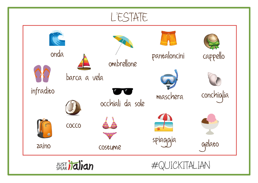 J_SpeakItalian's tweet photo. #QuickItalian: some #Italian vocabulary useful for the #summer! #easygrammar #grammartips #italiangrammar #grammarpills #learnitalian #italianschool #speakitalian #summertime #holidays #italy #italianwords #vocabulary https://t.co/rgdQhPnHTv