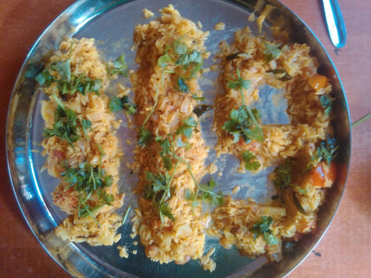 Namasteankit's tweet photo. #Day119 of continuous #cooking
Took the advice of many people and shifted from "Basmati" to "Sona Masoori" rice. I tried to make tomato rice but it turned out to be normal rice again.
#Indiafightscorona #manwithapan #southernIndia #ΰ²ΰ²¨ΰ³ΰ²¨ΰ²‘ https://t.co/JI0p1rWZ8L