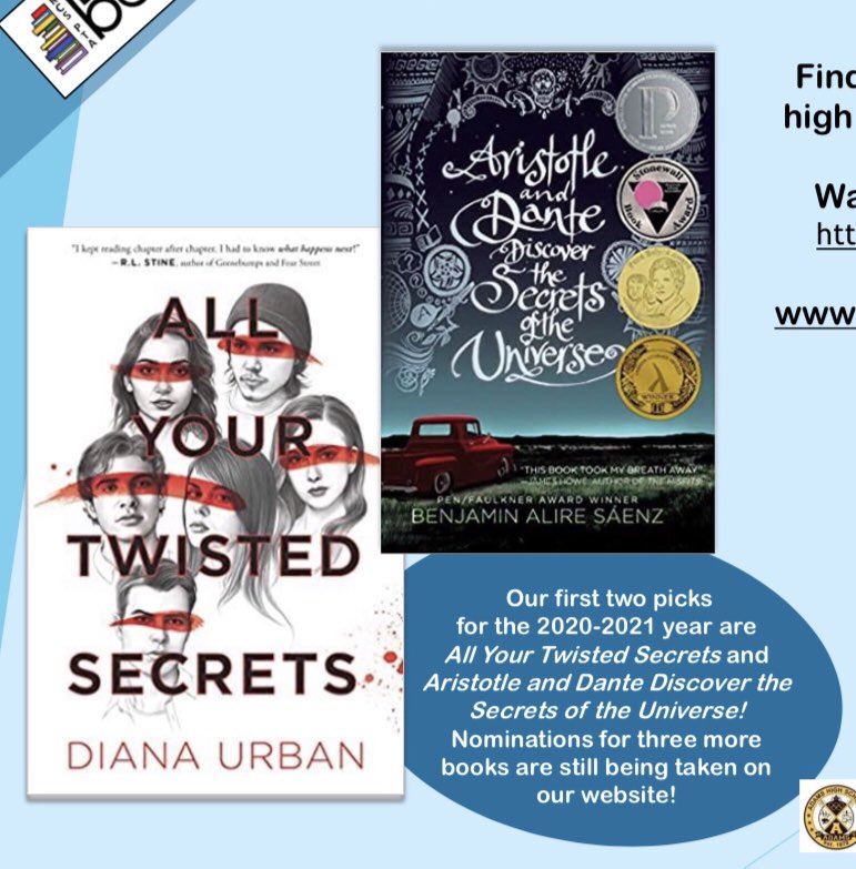 RCSBattleBooks's tweet image. We have two books for our 2020-2021 list! We’re looking for 3 more! Keep nominating at rcsbattleofthebooks.com