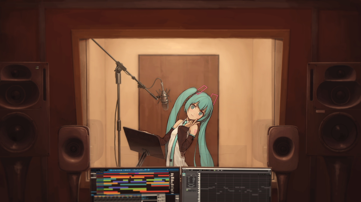 hatsune miku 1girl solo very long hair absurdly long hair long hair twintails skirt  illustration images
