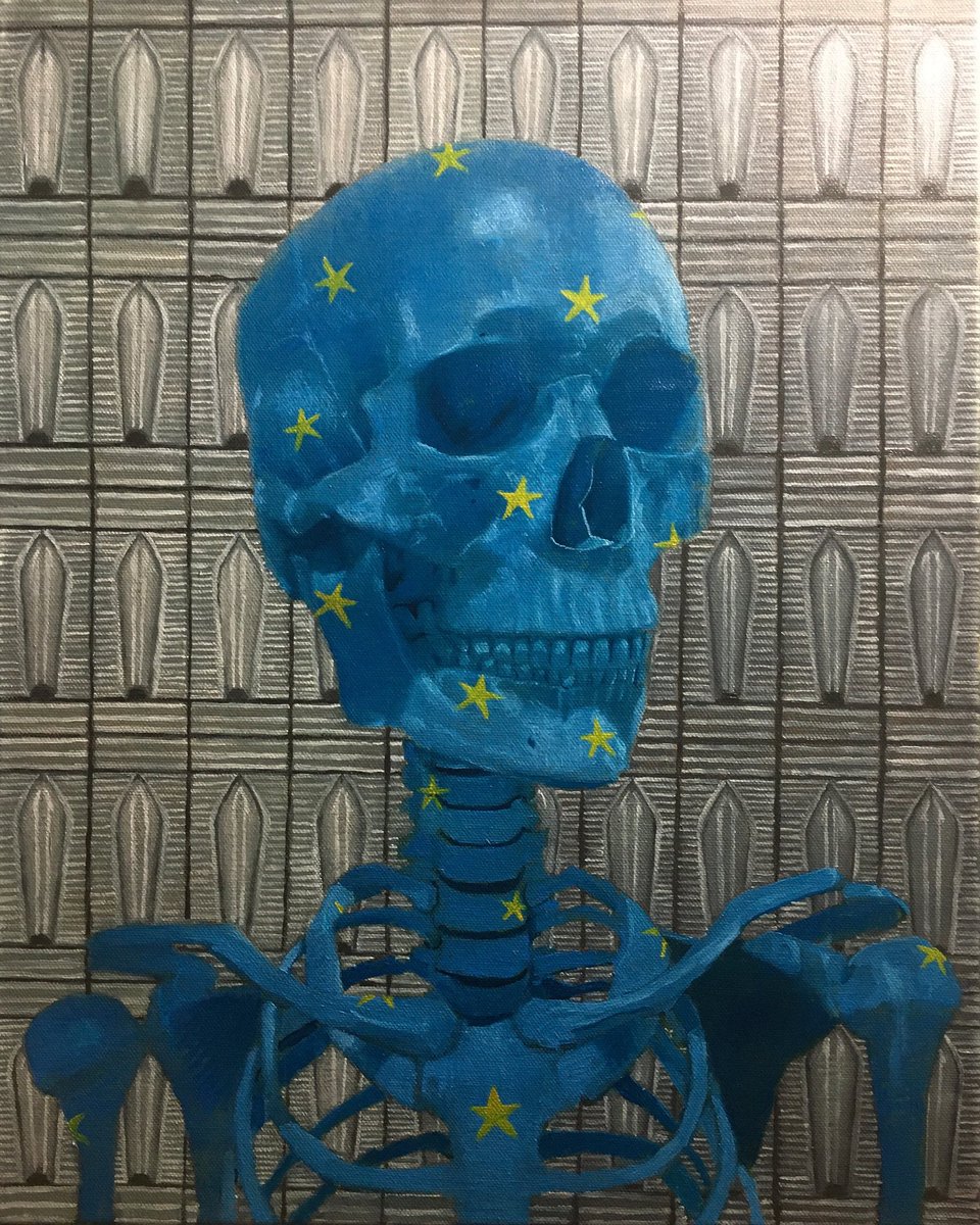 MaxAlioto's tweet photo. Aiuti dall'Europa (preSupposte europee) olio su tela cm40x50 2020 #trappulp https://t.co/N8eFELMJei