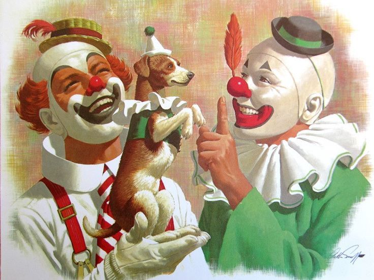 The Art of Album Covers.An Arthur Sarnoff painting entitled "Fido and the Clowns". .Used by Butthole Surfers on Locust Abortion Technician, released 1987