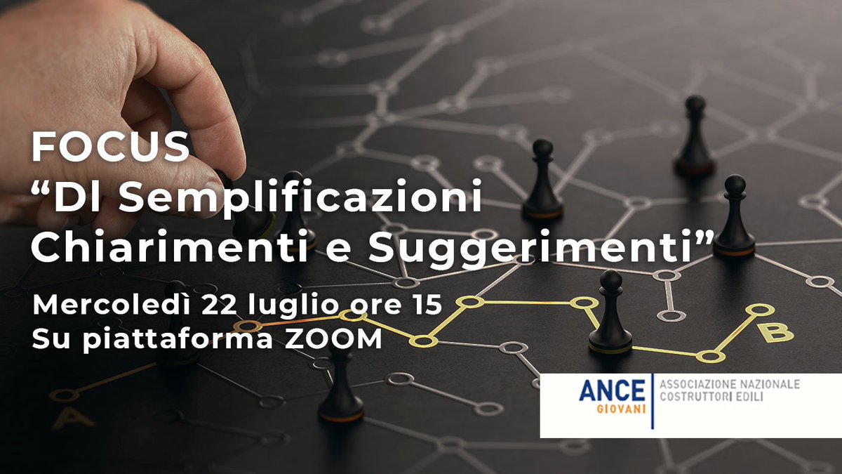 Domani mercoledì 22 luglio segui il focus @ancegiovani per saperne di più sul #dlsemplificazioni 👉 giovani.ance.it/docs/notizie.a…
#RipartireDallEdilizia