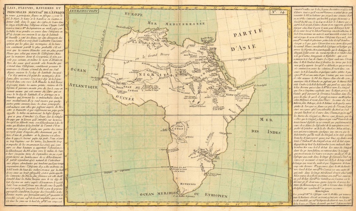 12. “Lacs, fleuves, rivières et principales montages. de l’Afrique” by Jean Baptiste Clouet (1787).