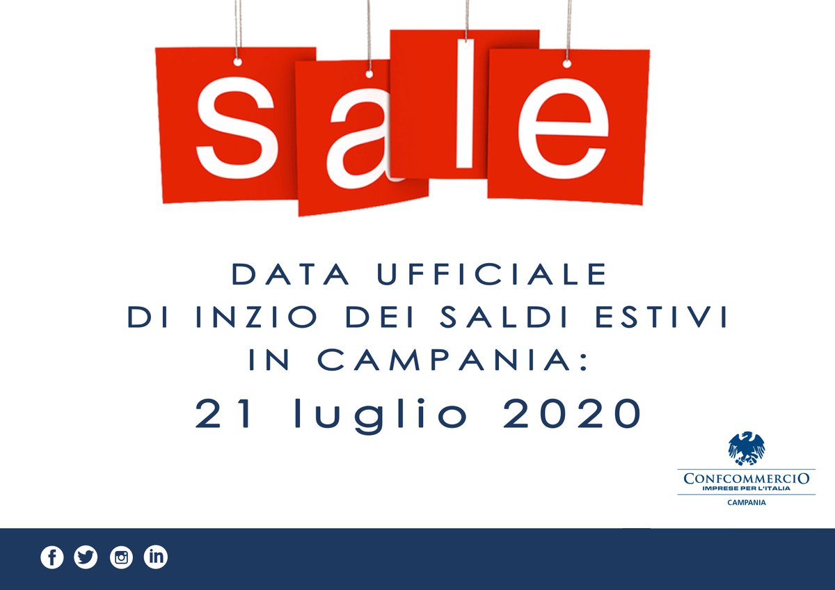 📢AVVISO: INIZIO SALDI REGIONE CAMPANIA 21 LUGLIO 2020