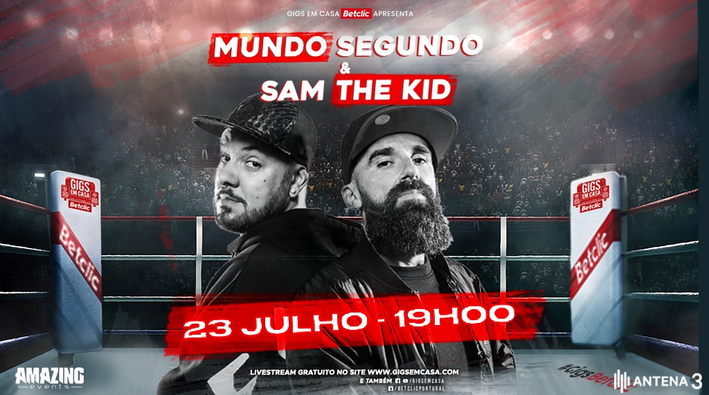 BetclicPortugal's tweet photo. Alerta #GigsBetclic! Mundo Segundo e Sam The Kid online? Fizemos acontecer. 🔥

🔜 23 de Julho https://t.co/k7rzW2nor2