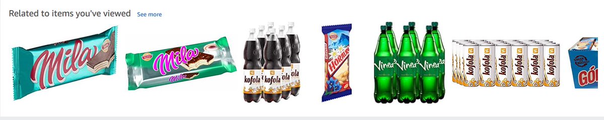Simplify_Ess's tweet photo. Amazon ví, co má stereotypní Čech rád.

(Hledala jsem Milu. 14€ za 3 sušenky??!!) https://t.co/KIZNnofwtl