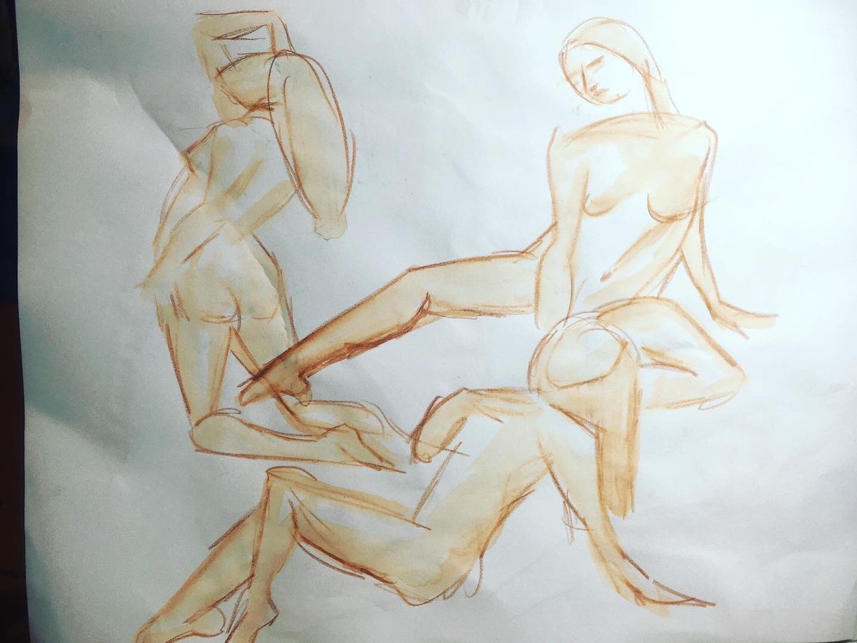 handdrawnmfa's tweet photo. Short poses (15 seconds to 5 minutes) from Croquis Cafe video 351, model Bianca Rose, in watercolor pencil on sketchbook paper.

#art #artstudent #sketchbook #drawing #figuredrawing https://t.co/b41ngiOLen