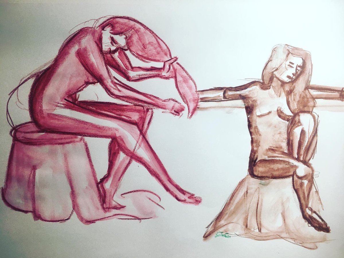 handdrawnmfa's tweet photo. Short poses (15 seconds to 5 minutes) from Croquis Cafe video 351, model Bianca Rose, in watercolor pencil on sketchbook paper.

#art #artstudent #sketchbook #drawing #figuredrawing https://t.co/b41ngiOLen