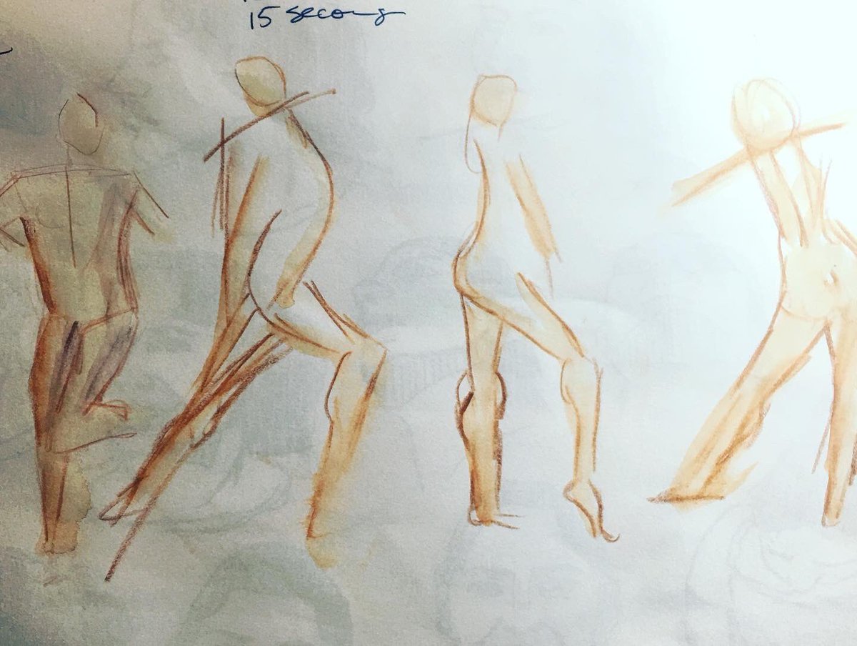 handdrawnmfa's tweet photo. Short poses (15 seconds to 5 minutes) from Croquis Cafe video 351, model Bianca Rose, in watercolor pencil on sketchbook paper.

#art #artstudent #sketchbook #drawing #figuredrawing https://t.co/b41ngiOLen