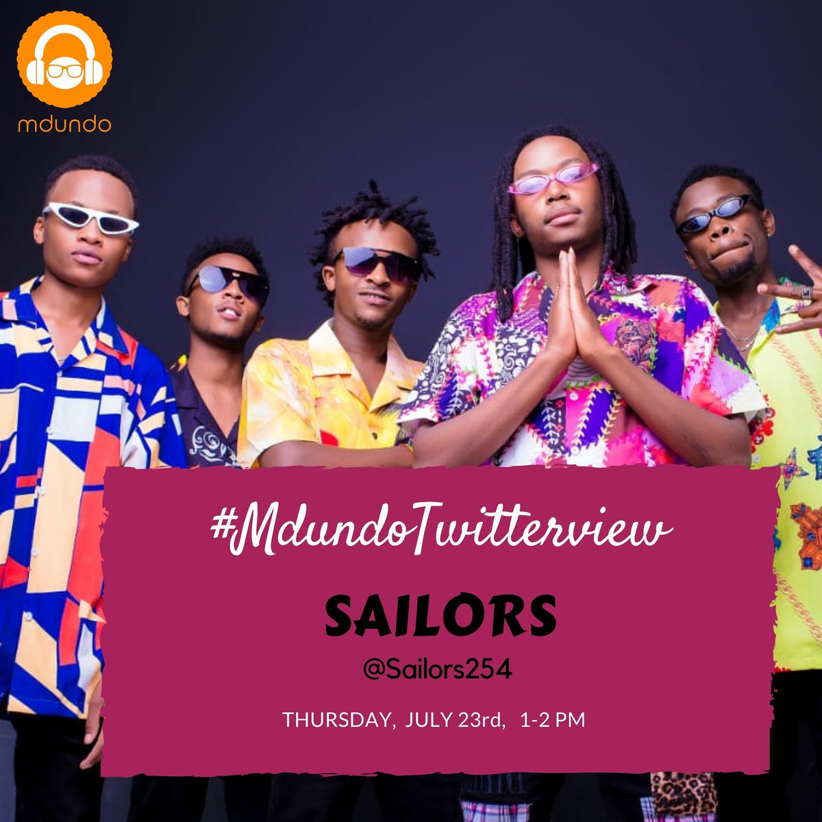 Mdundomusic's tweet photo. Uuwwi!!!! This Thursday tuna hangout na wale wadiangara @sailors254 🙌🙌 What questions do you have for Sailors on #MdundoTwitterview this week?? 😎😎 #WEEKENDY https://t.co/JURVmUz74Q