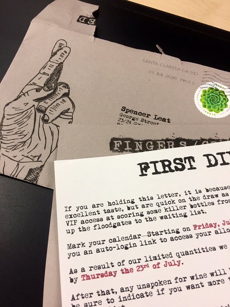 CultAndBoutique's tweet photo. Really liking the branding &amp; copy of the @NikolasKrankl ‘Fingers Crossed’ mailout, very excited about the 2018’s 

#wine #finewine #californianwine #usa #grenache #syrah #fingerscrossed #winelover https://t.co/sJ5PInv8Tc