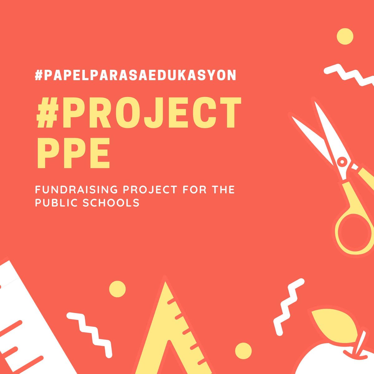 jeyyong_'s tweet photo. #ProjectPPE
"Papel Para sa Edukasyon"
Help us provide the basic needs of the students who will be adapting the modular distance learning.
We are accepting monetary and in kind donations (pens, pencils, bond papers, sharpeners and erasers).
Every act of kindness counts. https://t.co/P3mXARqzpN