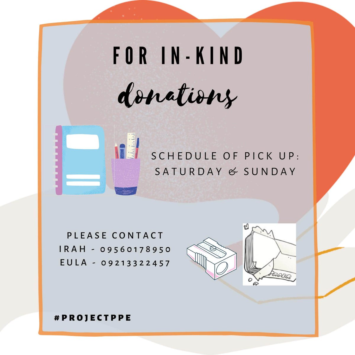 jeyyong_'s tweet photo. #ProjectPPE
"Papel Para sa Edukasyon"
Help us provide the basic needs of the students who will be adapting the modular distance learning.
We are accepting monetary and in kind donations (pens, pencils, bond papers, sharpeners and erasers).
Every act of kindness counts. https://t.co/P3mXARqzpN