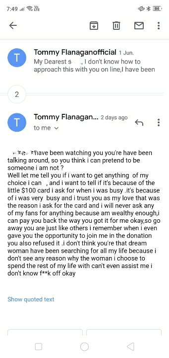 siberian_shrink's tweet photo. @TommyFlanagan Had this douchebag emailing me and trying to get me to buy him things. As if the real man would do that. I am a fan of your work and hate fraudsters. Why do these morons think covid makes people gullible. #sonsofanarchy #celebrityfakes #frauds #igotthis https://t.co/JXKbOo41Be