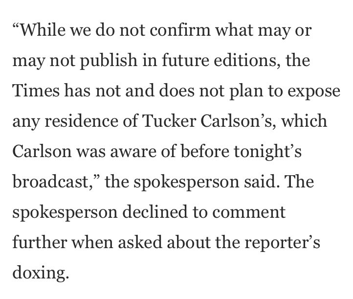 According to  @_allysonchiu’s reporting, the NYT declined to comment when asked about Twitter users doxing Carpenter. I sure hope NYT is offering him protection; he’s become a target because of the work he was doing for the paper as a freelancer.