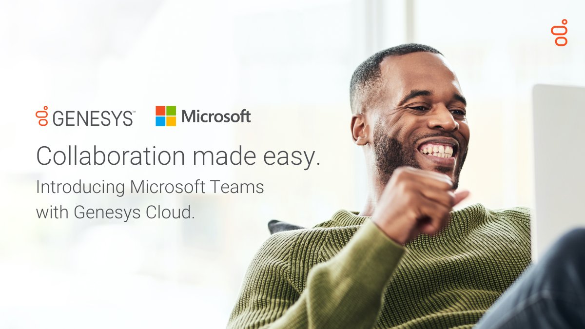 Genesys's tweet photo. 📢 JUST IN 📢 New Genesys Cloud integration with @Microsoft Teams drives productivity and collaboration. 
Read the news: https://t.co/5jaka0ERLd 

#GenesysCloud #MicrosoftTeams @MicrosoftTeams https://t.co/2tJlwT0h3G