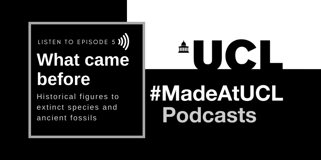 UCLAlumni's tweet photo. The #MadeAtUCL podcast brings you closer to the UCL research answering life’s big questions 🤔 Episode 5, 'What Came Before', delves into our past to understand our present. Listen here #AtHomeWithUCL 👉 https://t.co/C7ADQU1PZq https://t.co/CSADaOiGnY