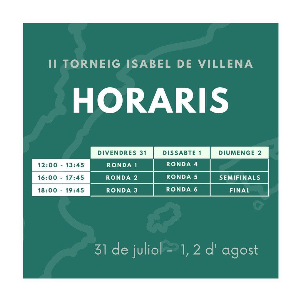 II TORNEIG BP ISABEL DE VILLENA 
Un any més, tornem amb la segona edició del Isabel de Villena, un torneig en català amb sis rondes classificatòries, dues semifinals i una gran final. 

🆓 Formulari d'inscripció:
forms.gle/HxhCWAcsK1zsoT…

🏆🏅👏