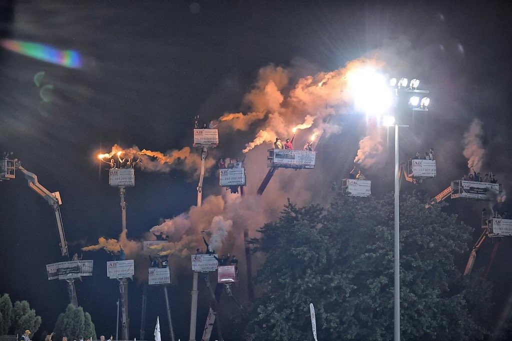 Football Away Days Fans Of Motor Lublin Fc Rented 18 Cranes To Watch Their Team Win Promotion To The Polish Division 2